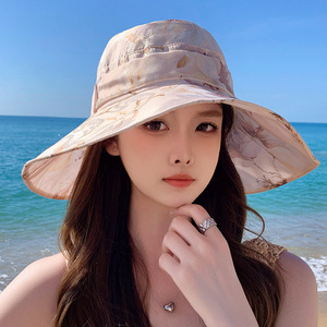 妈妈夏季帽子女士百搭防晒遮阳帽户外海边度假沙滩帽可折叠渔夫帽