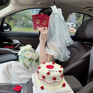 头纱头饰新娘主婚纱求婚领证登记拍照道具白色结婚小轻短女童儿童