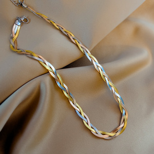 独特小众设计师款手工编织钛钢项链女新款潮欧美个性锁骨链不撞款