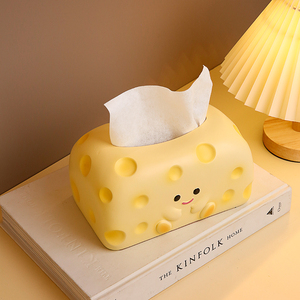 可爱奶酪纸巾盒客厅餐桌茶几摆件高档奶油风抽纸盒创意装饰品家用