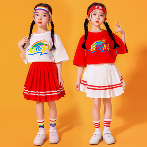 六一儿童节女童表演服短裙套装夏季新款中国舞蹈服啦啦队演出服装