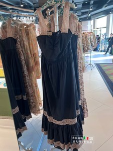 Gucci古驰米兰代购正品女士连衣裙长款黑色蕾丝裙子经典流行潮品