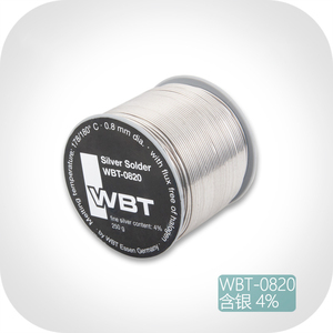 德国原装保真现货 WBT-0820 0.8mm 含银4% 发烧音响焊锡丝焊锡线