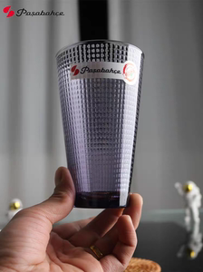 进口帕莎时代系列玻璃杯彩色格子纹欧式V型宽口酒杯酒店漱口杯子