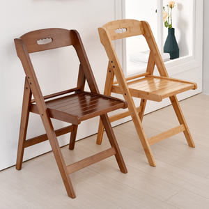 北欧家用可折叠椅竹实木餐椅简易休闲办公凳子阳台舒适靠背椅子