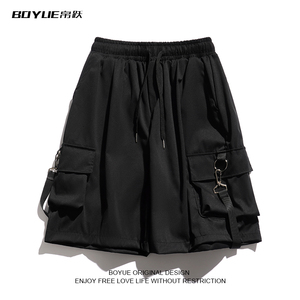BOYUE帛跃工装飘带短裤夏季韩版设计感机能少年感bf风五分裤男生