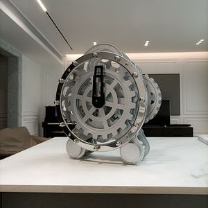 妙刻客厅钟欧式座钟 双脚齿轮旋转钟创意钟表时钟 不锈钢装饰表