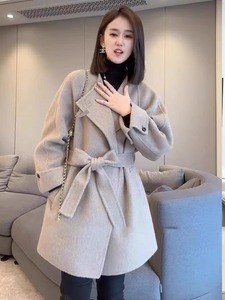 艾格es高级感双面羊绒大衣女秋冬新款小个子韩版显瘦百搭羊毛外套