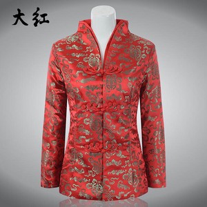 中青年女士唐装上衣中国风妈妈装春秋款中式汉服锦绣绸缎长袖外套