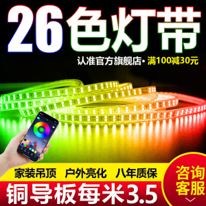 灯带led三色客厅吊顶220v霓虹家用遥控七彩变色户外超亮防水灯条