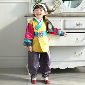 新款韩国传统服装男童韩服周岁生日韩服六一舞台演出服朝鲜族服装