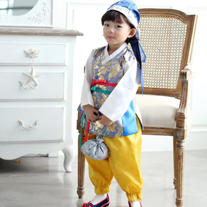 宝宝韩服男童装春秋朝鲜民族舞服表演出服儿童韩国礼服外出服装