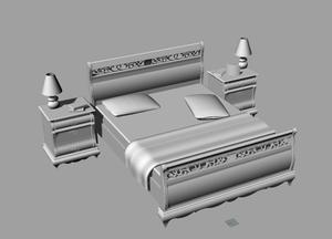 欧式家具 床 床头柜 卧室场景 犀牛rhino/C4D/3Dmax/maya模型