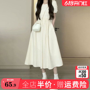 2024夏季新款茶歇法式初恋气质高级感女设计小众白色连衣裙子长裙