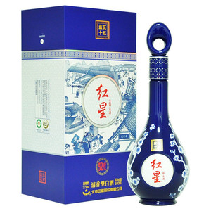北京二锅头白酒 红星蓝花瓷 蓝花十五52度500ml清香型白酒单瓶装