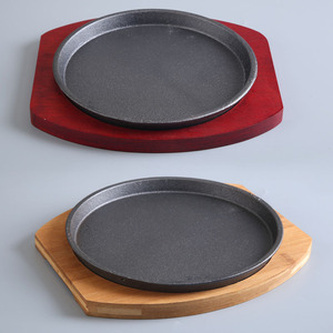 铸铁铁板烧盘商用西餐牛排铁板圆形烧烤盘加厚燃气餐厅街头牛排盘