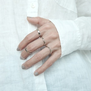 韩版S925纯银细戒指开口戒指光面简约CHIC风格细指环关节戒指女