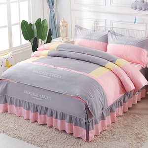 欧式简约床上用品四件套全棉纯棉公主风床罩床裙式床单被套网红款