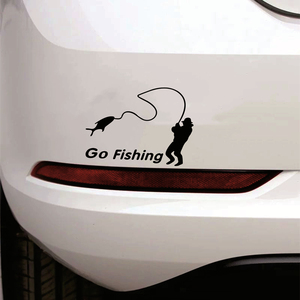 去钓鱼车贴汽车创意装饰划痕贴纸改装GOsfishing钓友车身车尾贴画