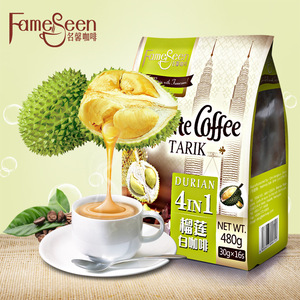 榴莲咖啡马来西亚原装进口Fameseen名馨咖啡四合一白咖啡袋装480g