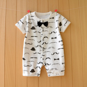 婴儿连体衣服纯棉夏季男宝宝绅士满月0-3-6个月1周岁新生儿礼服