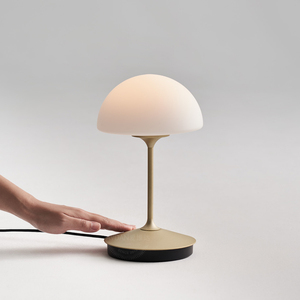 设计师高级感极简中古创意蘑菇玻璃台灯卧室床头调光充电护眼夜灯