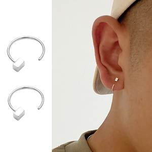 YiJian 925银耳钉耳环男潮流设计感小众单只耳扣耳圈养耳洞女