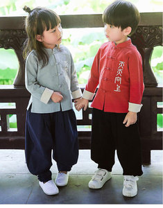 T92中国风中式儿童汉服1:1纸样男女童宝上衣裤子套装DIY剪裁图