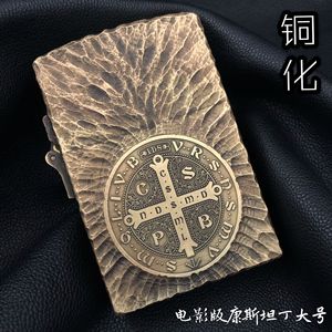 超大电影版康斯坦丁手工雕刻铜黄铜煤油打火机台式创意复古礼物