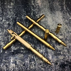 【铜化】竹节战术机枪黄铜笔签字收藏手工中性笔学生老师礼物