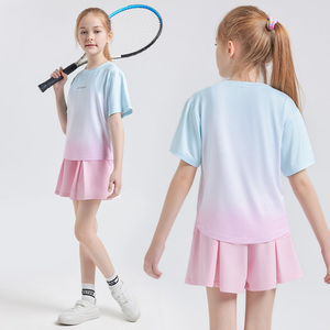 女童运动套装速干衣夏季儿童短袖短裤两件套冰丝薄款跑步网球夏装
