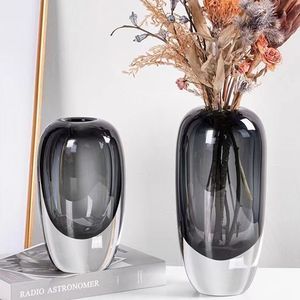 美式透明玻璃花瓶香薰瓶高档桌面餐厅茶桌装饰摆件水晶工艺品简约