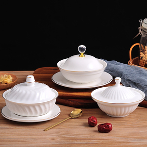 金边陶瓷燕窝碗甜品碗套装欧式炖盅糖水碗港式西米露芋圆双皮奶碗