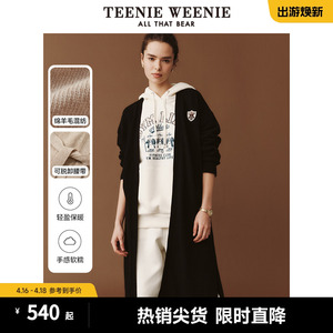 TeenieWeenie小熊春装中长款针织衫外套宽松软糯毛衣开衫女士