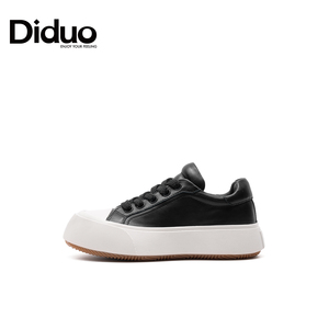 Diduo/迪朵女鞋春季新品设计感板鞋圆头百搭高级感厚底增高休闲鞋