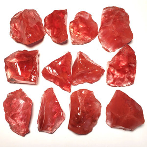 西瓜晶原石毛料红色熔炼石水晶矿石标本摆件鱼缸花盆造景装饰石头
