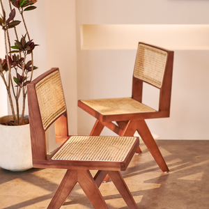 北欧藤编椅子单人沙发椅侘寂风设计师休闲椅日式简约实木中古座椅