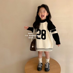 韩国童装2024春装女童字母毛线裙女宝宝针织连衣裙儿童百搭裙子潮