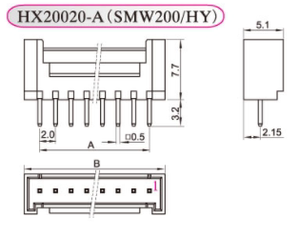 HX红星接插件SMW200/20020-2A/3/4/5/6/7/8/9/10A 直针座 HY2.0