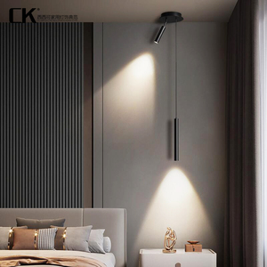 北欧极简现代简约客厅沙发电视背景墙带射灯卧室掉线长线床头吊灯