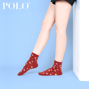 Polo袜子女甜美可爱中筒羊毛袜秋冬季保暖女袜冬天中厚潮圣诞袜子