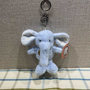 包邮可爱蓝色大象犀牛小猪钥匙扣毛绒玩具公仔书包包挂件送朋友