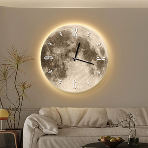 月球钟表挂钟客厅家用时尚网红2024新款表挂墙高级感创意时钟壁灯