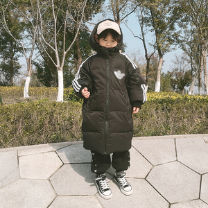 2020冬款儿童中长款男童羽绒服 韩版中大童休闲运动连帽女童外套