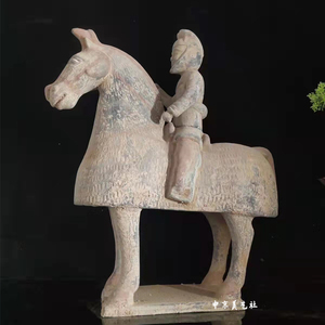 仿古陶器马摆件汉代陶马中式古典艺术品摆件影视道具复古工艺品