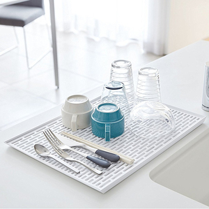 日本双层沥水盘塑料长方形茶杯置物架厨房托盘茶盘家用客厅水果盘
