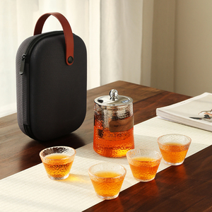 功夫茶具一壶四杯玻璃便携式套装家用小套户外旅行泡茶壶茶杯定制