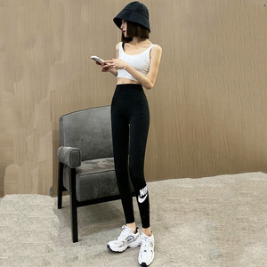 Nike耐克夏季正品黑色瑜伽裤女高弹跑步健身运动长裤速干紧身裤