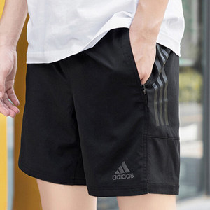 阿迪达斯短裤男裤2024夏季正品薄款透气黑色五分裤速干健身运动裤