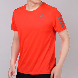 阿迪达斯运动短袖男夏季速干透气跑步半袖橙红色运动T恤EI5723